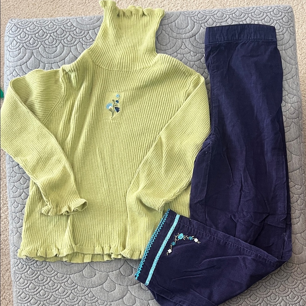 Kids Matching Set in Lime Green and Navy
